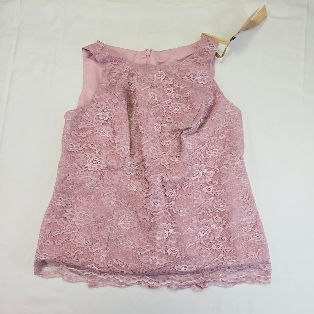 New Fashion Women's Floral Lace Sleeveless Blouse Size 16W Mauve Pink Formal Top